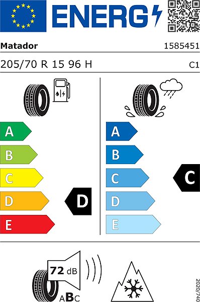 Zimná pneumatika Matador MP93 Nordicca 205/70 R15 96 H Energetický štítok