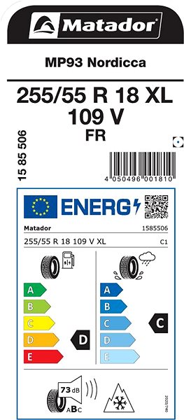 Zimná pneumatika Matador MP93 Nordicca 255/55 R18 109 V Zosilnená Energetický štítok