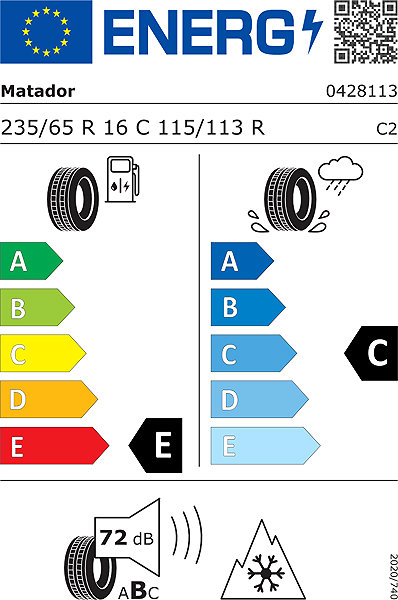 Zimná pneumatika Matador Nordicca Van 235/65 R16 115/113 R Zosilnená Energetický štítok