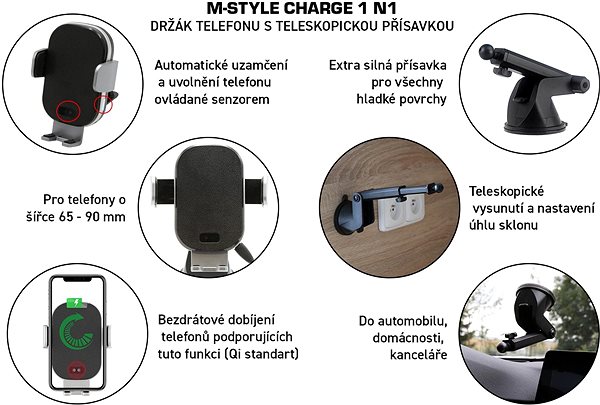 Phone Holder M-Style Charge 1 Phone Holder with Telescopic Suction Cup N1 Features/technology