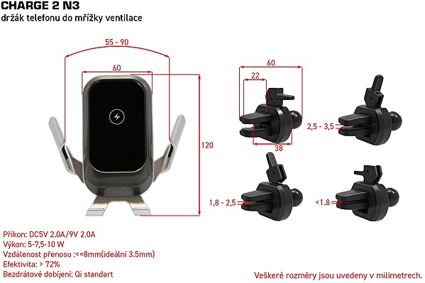 Phone holder M-Style Charge 2 Phone Holder for Ventilation Grille N3 ...