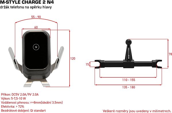 Phone Holder M-Style Charge 2 Headrest Phone Holder N4 Technical draft