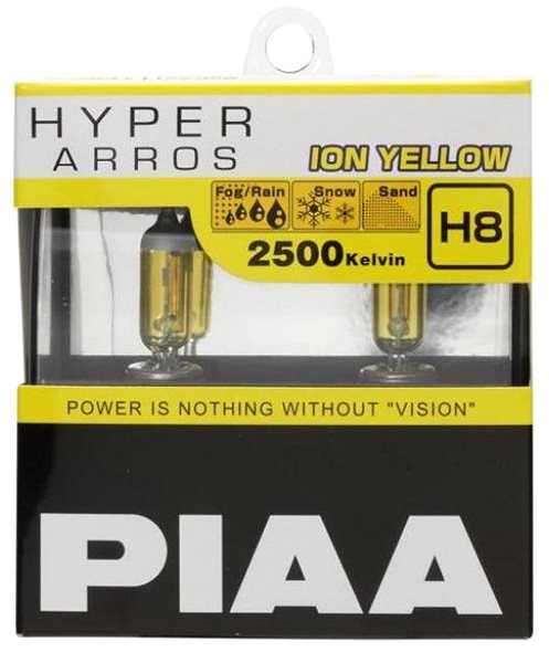 Autožiarovka PIAA Hyper Arros Ion Yellow 2500KK H8 – teplé žlté svetlo 2500 K na použitie v extrémnych podmienkach ...