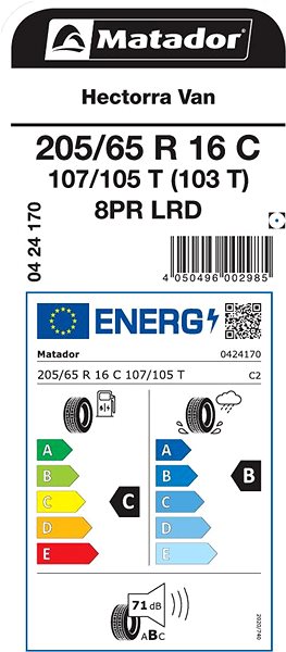 Letná pneumatika Matador Hectorra Van 205/65 R16 107/105 T XL Energetický štítok
