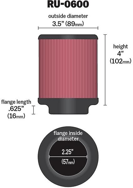 Vzduchový filter K&N RU-0600 univerzálny okrúhly filter so vstupom 57 mm a výškou 102 mm ...