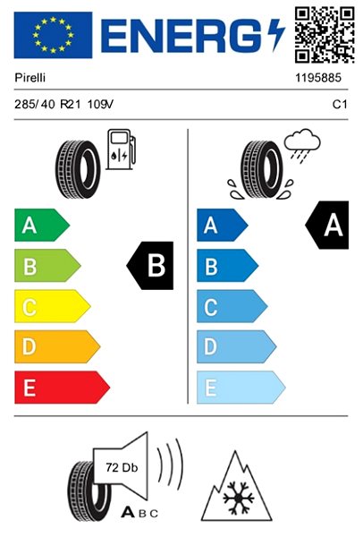 Zimná pneumatika Pirelli SCORPION WINTER 2 285/40 R21 109 V XL Energetický štítok