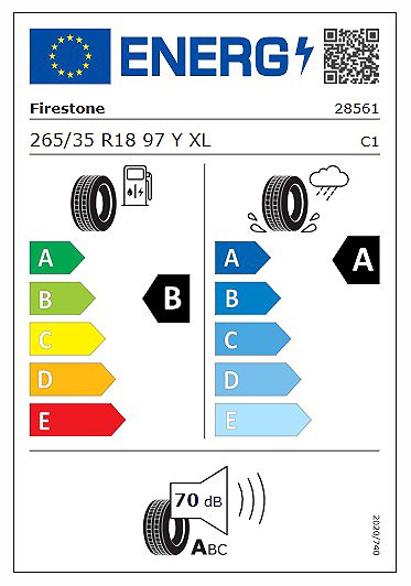 Letní pneumatika Firestone FireHawk Sport 265/35 R18 XL FR 97 Y Energetický štítek