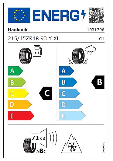 Celoročná pneumatika Hankook H750 Kinergy 4S 2 215/45 R18 XL FR 93 Y Energetický štítok
