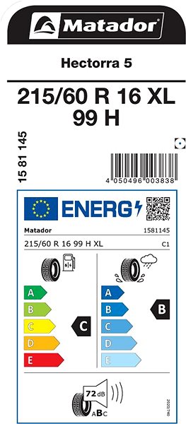 Letní pneu Matador Hectorra 5 215/60 R16 XL 99 H Energetický štítek