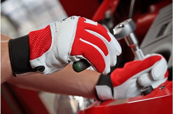 Pracovné rukavice ACI pracovné rukavice červeno-biele veľkosť M ...
