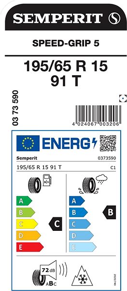 Zimná pneumatika Semperit Speed Grip 5 195/65 R15 91T Zimná Energetický štítok