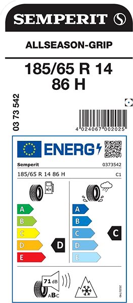 Zimná pneumatika Semperit Allseason-Grip 185/65 R14 86 H Energetický štítok