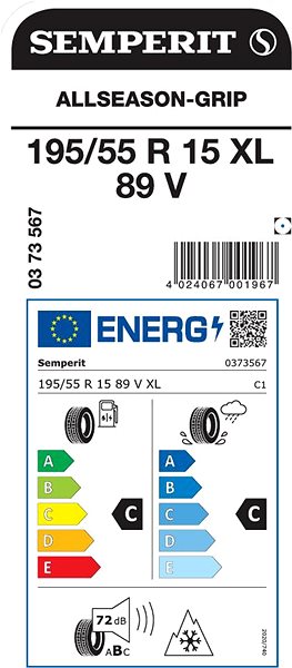 Zimná pneumatika Semperit Allseason-Grip 195/55 R15 XL 89 V Energetický štítok