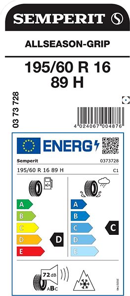 Zimná pneumatika Semperit Allseason-Grip 195/60 R16 89 H Energetický štítok