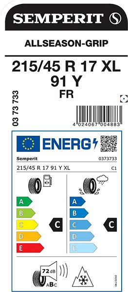 Zimná pneumatika Semperit Allseason-Grip 215/45 R17 XL FR 91 Y Energetický štítok