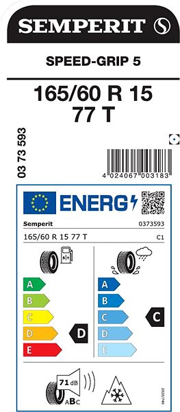 Zimná pneumatika Semperit Speed-Grip 5 165/60 R15 77 T Energetický štítok