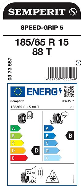 Zimní pneumatika Semperit Speed-Grip 5 185/65 R15 88 T Energetický štítek