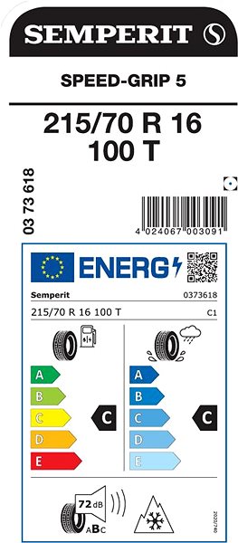 Zimná pneumatika Semperit Speed-Grip 5 215/70 R16 100 T Energetický štítok