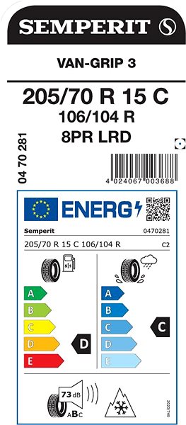 Zimní pneumatika Semperit Van-Grip 3 205/70 R15 C 106/104 R Energetický štítek