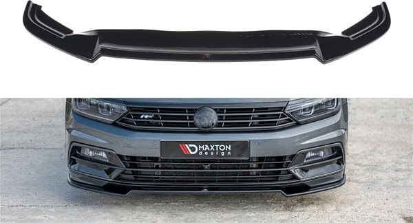 Spojler Maxton Design spojler pod predný nárazník ver. 2 pre Volkswagen Passat Mk8 (B8) R-Line, čierny lesklý plast ABS ...