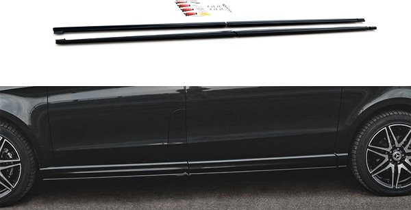 Spojler Maxton Design difúzory pod bočné prahy pre Mercedes trieda V W447F AMG-Line, čierny lesklý plast ABS ...