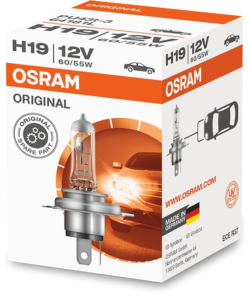 Autožiarovka OSRAM H19 originál, 12 V, 60/55 W, PU43t-3 ...