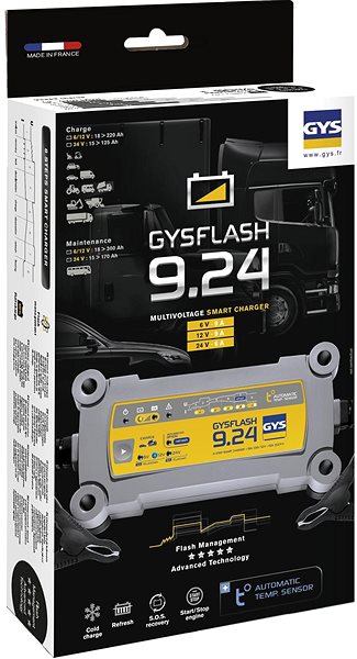 Nabíjačka autobatérií GYS Gysflash 9.24, 6/12/24 V, 15 – 300 Ah, 6/12 V 9 A, 24 V 6 A ...