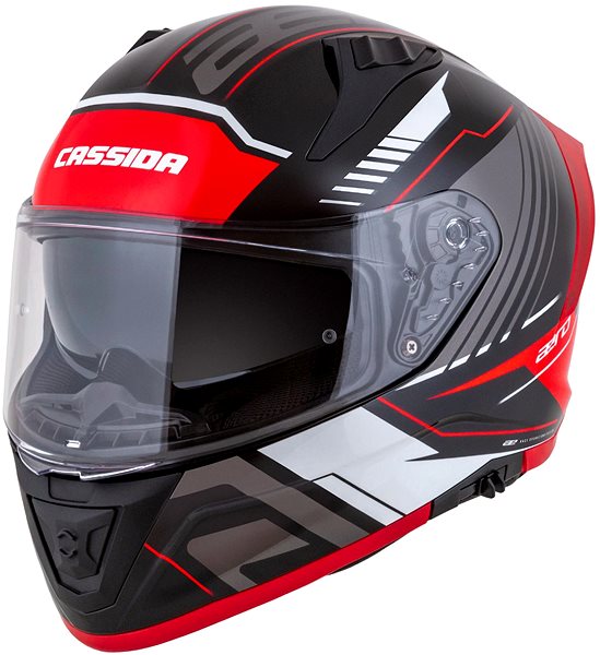 Prilba na motorku CASSIDA Aero Drome 2025, čierna perleť/červená/biela/sivá, veľkosť L ...