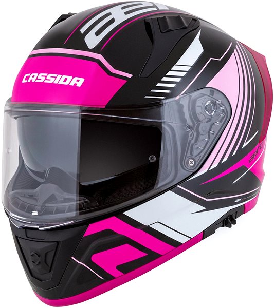 CASSIDA Aero Drome 2025 motorcycle helmet, pearl black/pink/white, size L .