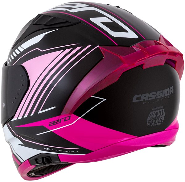 CASSIDA Aero Drome 2025 motorcycle helmet, pearl black/pink/white, size L .