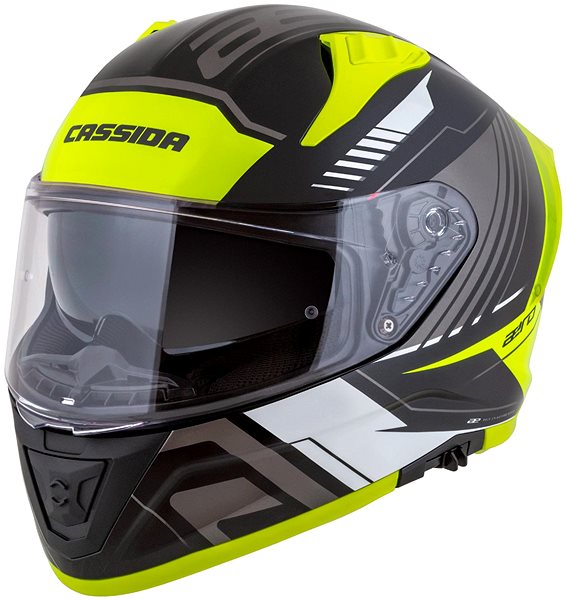 Prilba na motorku CASSIDA Aero Drome 2025, čierna/žltá fluo/biela/sivá, veľkosť S ...