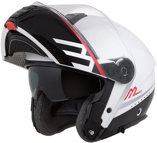Motoros sisak CASSIDA Modulo 2.1 Compass 2025, gyöngyházfehér/ fekete/ piros/ ezüst, Pinlock előkészítés, 2XL ...