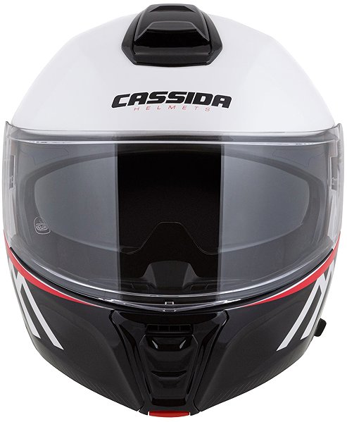 Motoros sisak CASSIDA Modulo 2.1 Compass 2025, gyöngyházfehér/ fekete/ piros/ ezüst, Pinlock előkészítés, 2XL ...