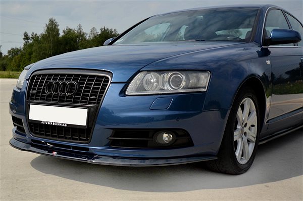 Spoiler Maxton Design front bumper spoiler for Audi A6 C6 S-Line, black ABS gloss plastic .
