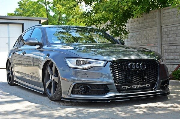 Spoiler Maxton Design spoiler under front bumper ver.1 for Audi A6 S-Line/S6 C7, black glossy ABS plastic .