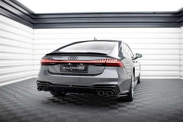 Spoiler Maxton Design side diffusers under rear bumper for Audi A7 S-Line C8/S7, black ABS gloss plastic .