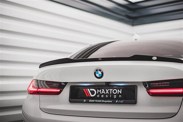 Spoiler Maxton Design spoiler extension for BMW 3 Series G20 incl. M-pack, black glossy ABS plastic.