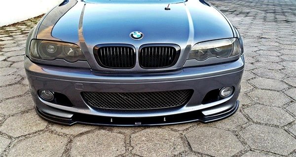 Spoiler Maxton Design spoiler under front bumper for BMW 3 Series E46, black glossy ABS plastic, Coupe Mpack .