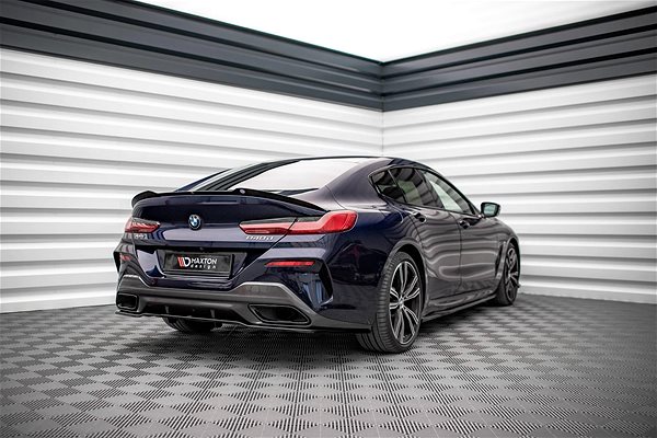 Spoiler Maxton Design spoiler extension for BMW 8 Series Gran Coupe G16 M-Pack, black gloss ABS plastic.
