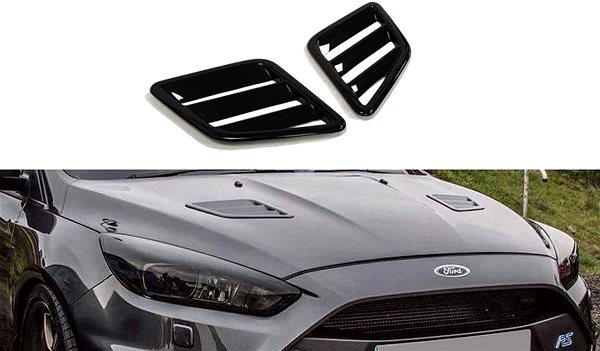 Spoiler Maxton Design hood exhausts for Ford Focus RS Mk3, black glossy ABS plastic .