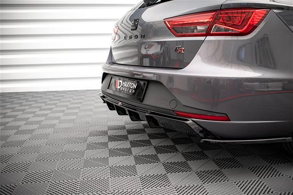 Spoiler Maxton Design rear bumper insert for Seat Leon FR Mk3, black glossy ABS plastic, Sportstourer .