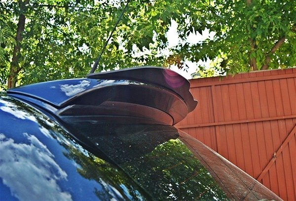 Spoiler Maxton Design spoiler extension for Skoda Fabia RS Mk1, black glossy ABS plastic.