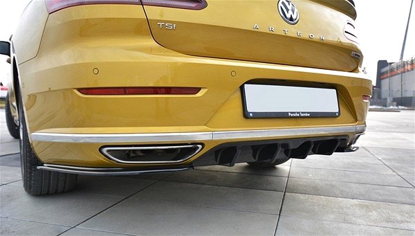 Spoiler Maxton Design rear bumper insert for Volkswagen Arteon, black glossy ABS plastic .