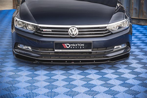Spoiler Maxton Design spoiler under front bumper for Volkswagen Passat Mk8 (B8), black glossy ABS plastic .