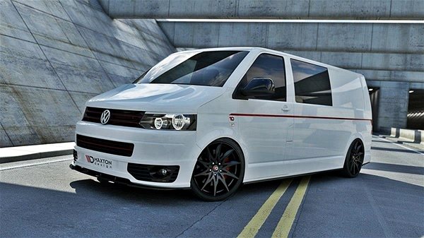 Spoiler Maxton Design spoiler under front bumper for Volkswagen T5 Sportline, black glossy ABS plastic .
