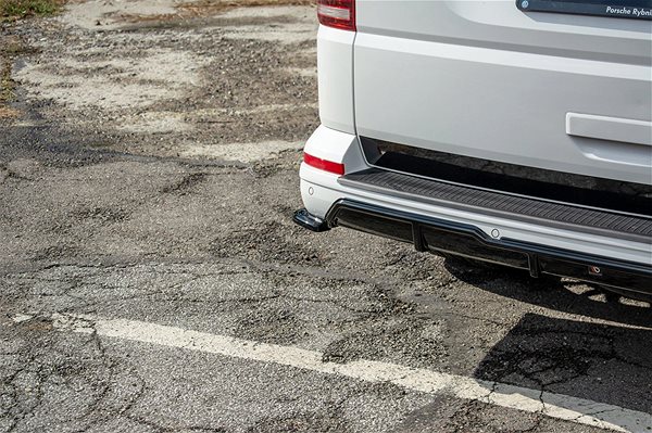 Spoiler Maxton Design side diffusers under rear bumper for Volkswagen T6, black glossy ABS plastic .