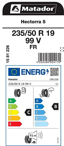 Letní pneumatika Matador Hectorra 5 235/50 R19 99V Letní Energetický štítek