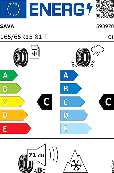 Celoročná pneumatika Sava All Weather 165/65 R15 81T Celoročná Energetický štítok