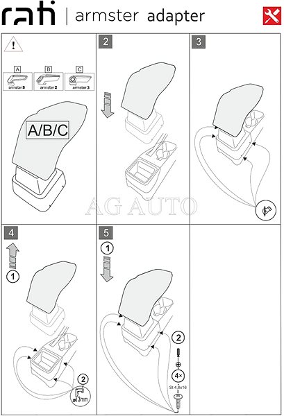 Armrest RATI Armster 2 with adapter, black, Citroen C4 III, 2020- , .