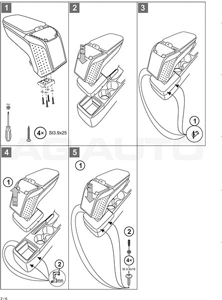 Armrest RATI Armster 2 with adapter, black, Mazda CX-3, 2015- , .